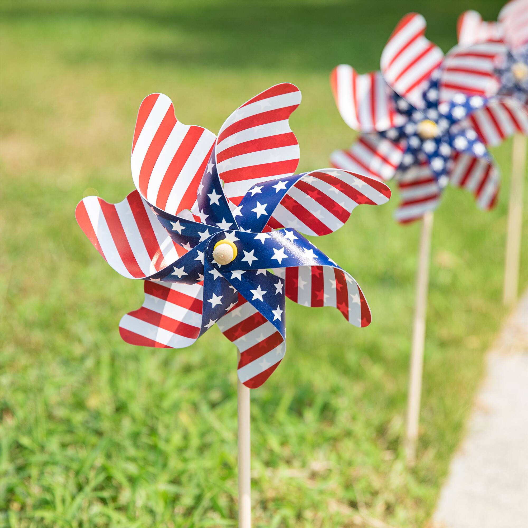 Glitzhome® 24" Stars & Stripes Patriotic Windmills, 6ct.